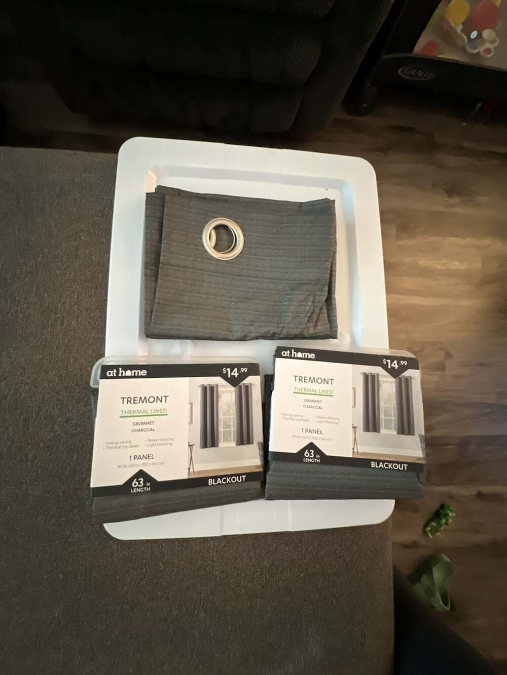 At Home Tremont Thermal Lined Blackout Grommet Curtains Charcoal 40x63 Set of 3
